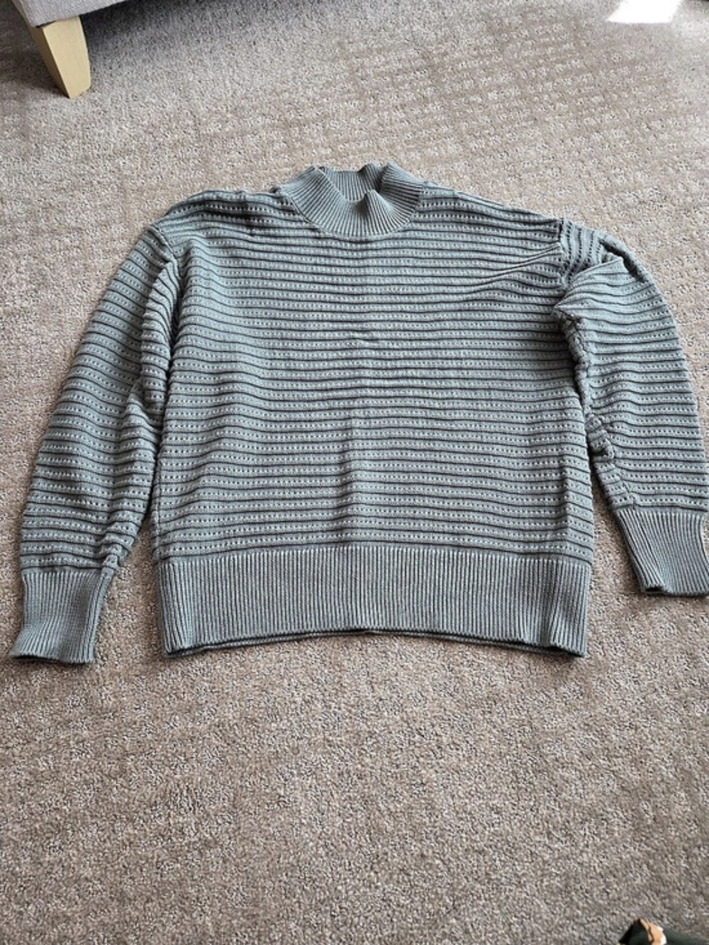 Varley Franco Pointelle Knit Sweater Green Small